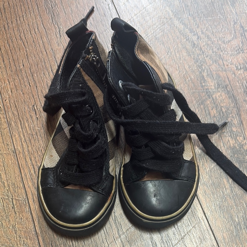 Burberry Black and Tan Kids Sneakers